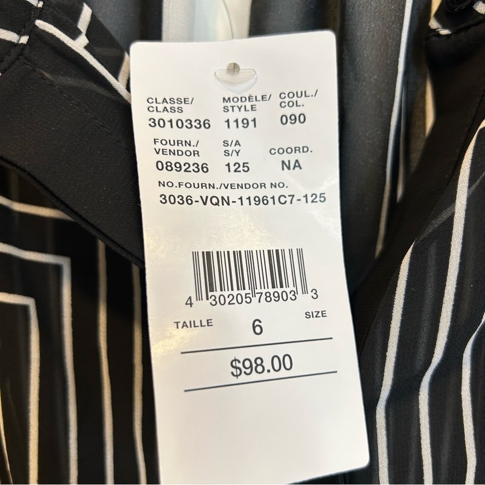 Laura Mixed Stripe Button-Down Sheer Blouse Black and White Pattern - Picture 10 of 13